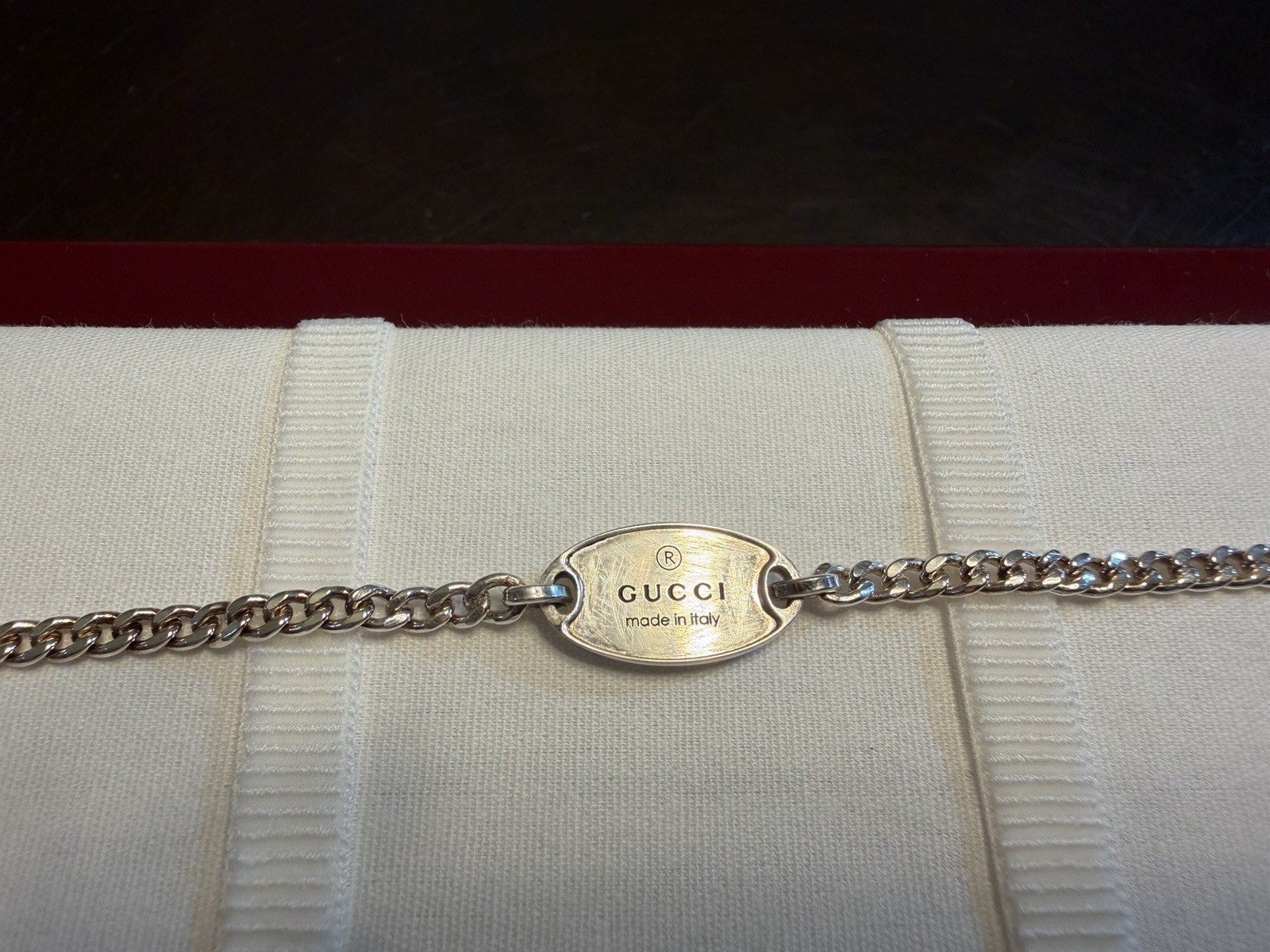 New Authentic Gucci Logo Silver 925 Bracelet 6 Inches