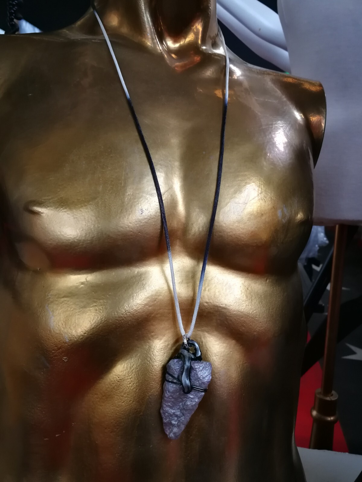 Uncut Gemstone Pendant Necklace Spirit Guide Witch White Snake Amulet Raw Stone