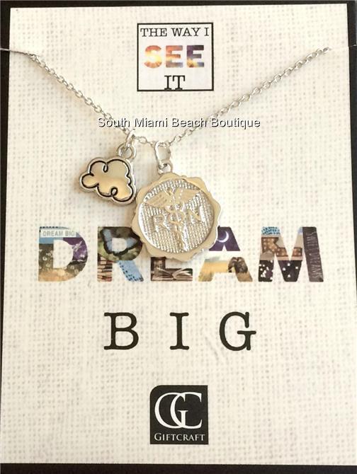 Nursing RN Caduceus Necklace DREAM BIG Nurse Graduation Gift Silver Plated 19″
