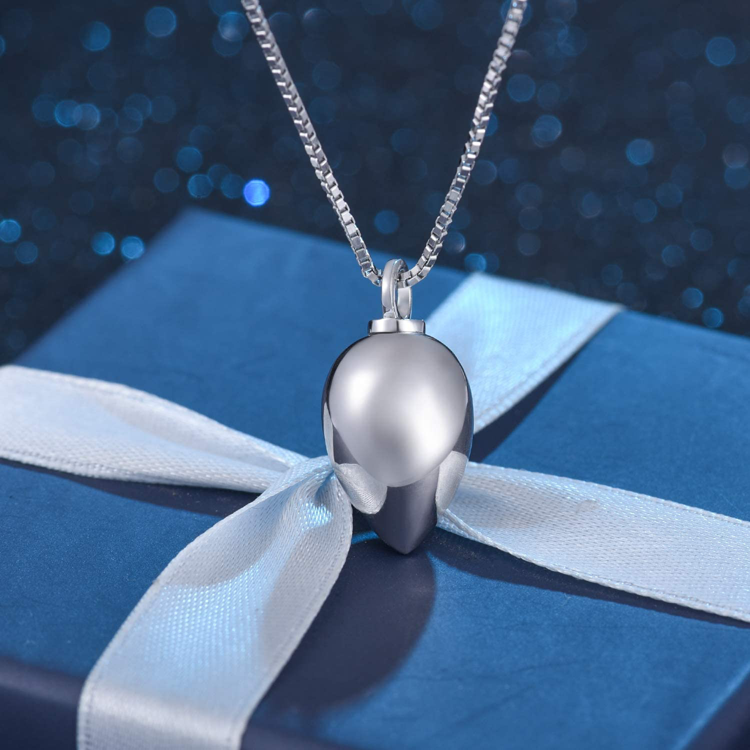 Sterling Silver Ashes Keepsake Urn Necklace Always inMy Heart Cremation Memorial