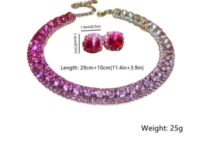Luxury Blue Ocean Wave Crystal Flower Necklace Earring Hot Bridal Wedding set