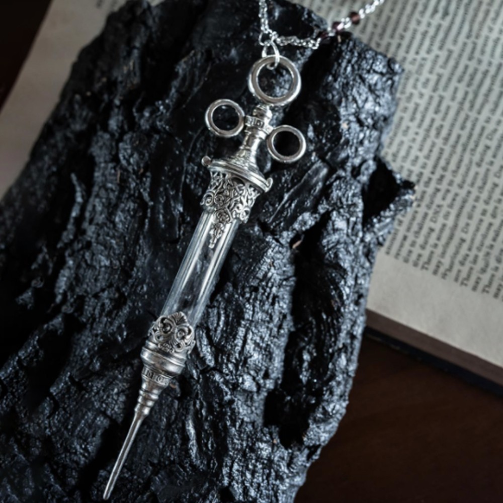 Retro Gothic Victorian Witch Potion Vial Necklace Medieval Fantasy Pendant Chain