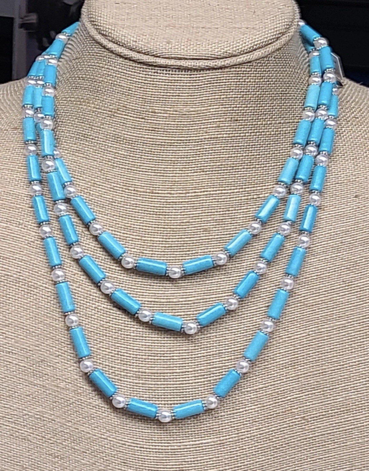 Park Lane Tides Strand Necklace Turquoise Pearls & Silver Bead Necklace Set BNWT