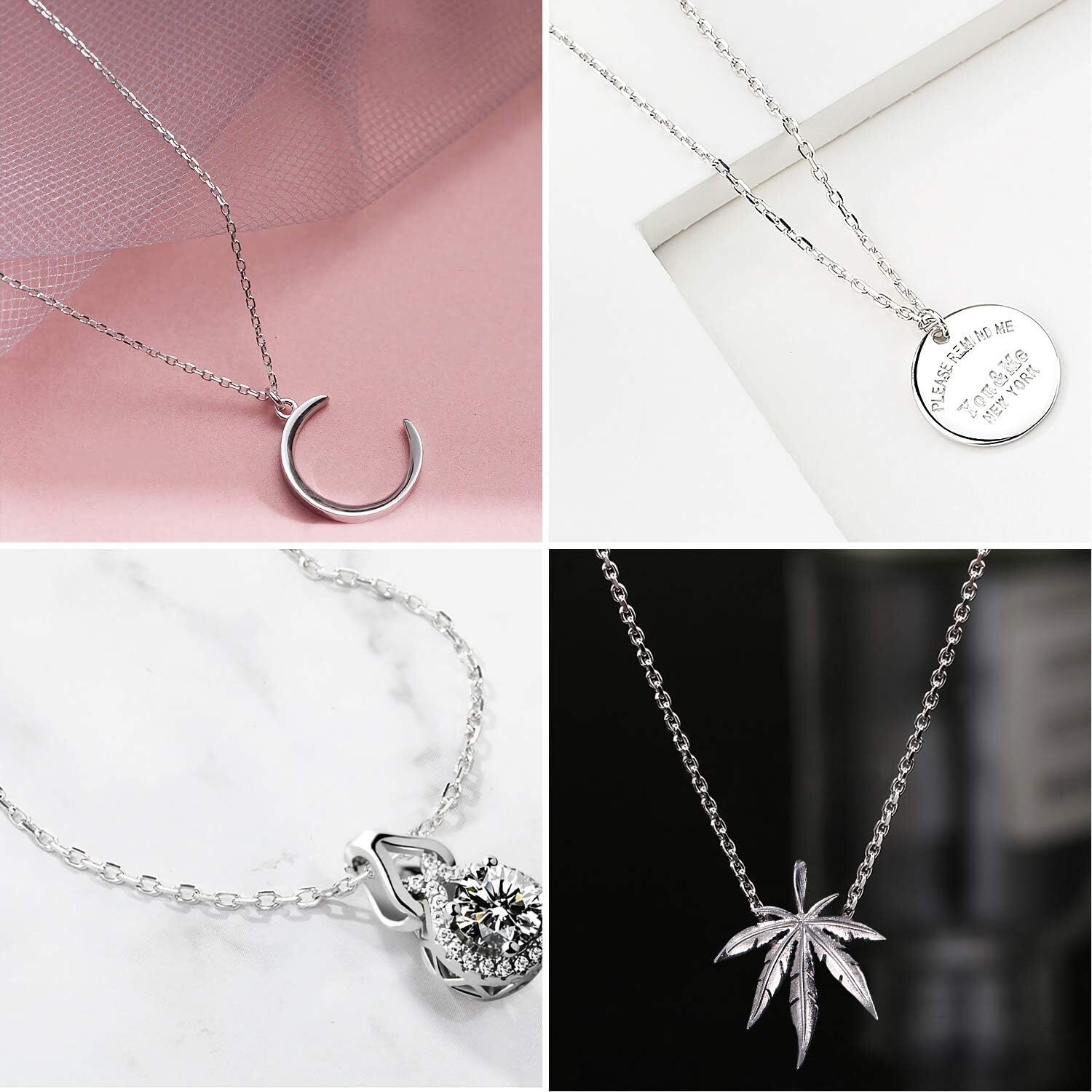 50 Pack Silver Plated Necklace Chains Bulk Cable Chain Pack for Jewelry