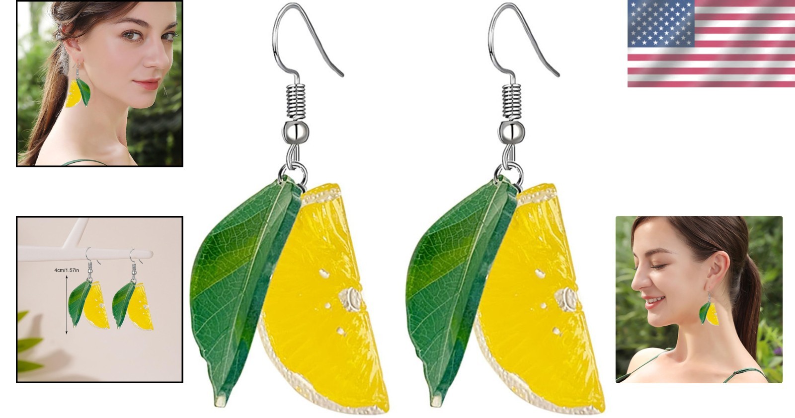 Elegant 3D Lemon Dangle Earrings – Fresh & Playful Accent for Every Outfit