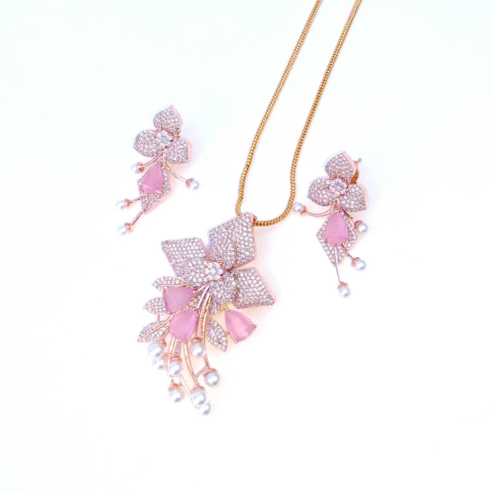 Multi Stone & Cubic Zirconia Pendant -Stud, Wedding Gift, South Indian Jewelry