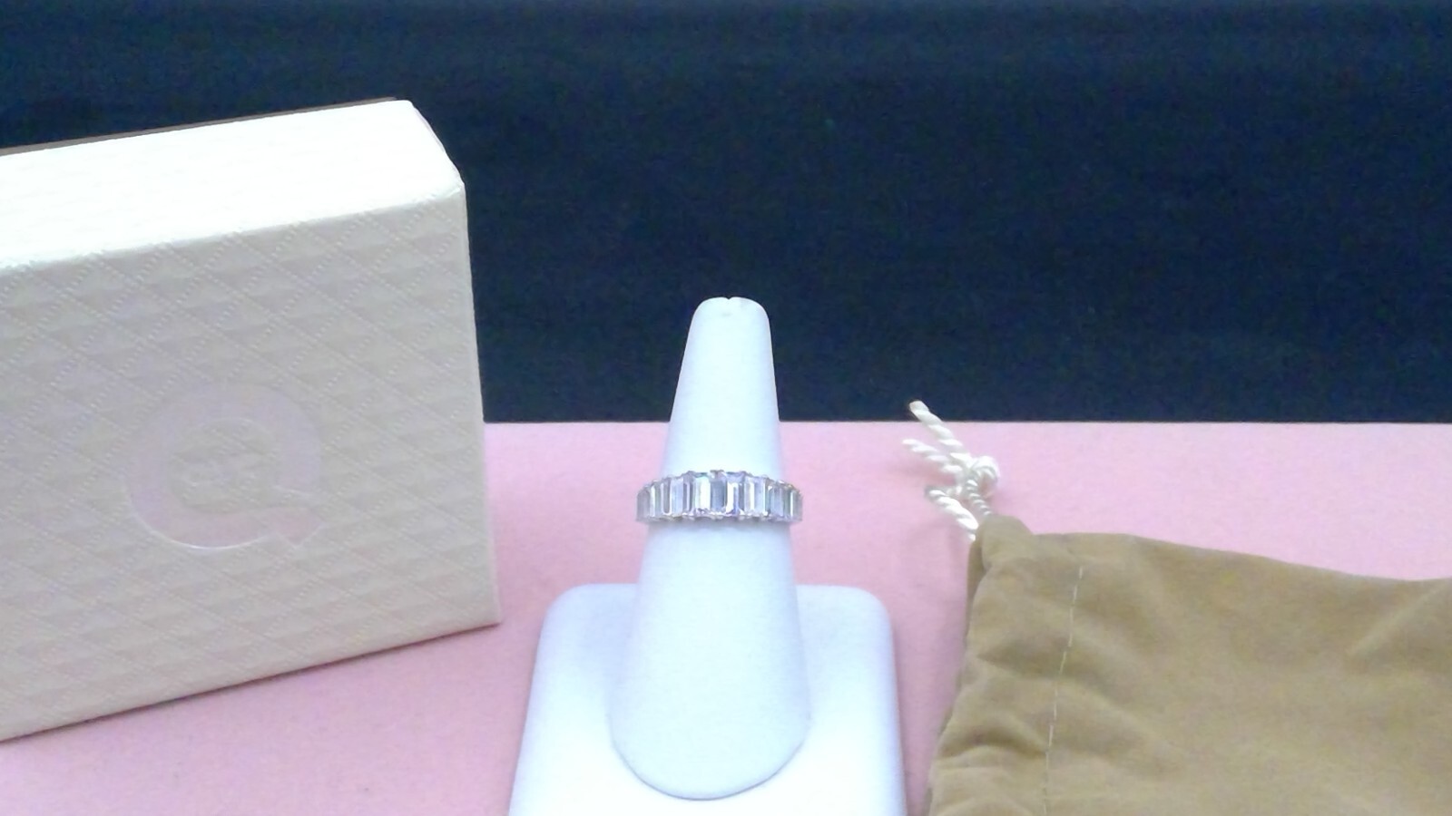 Diamonique QVC Sterling Silver Channel-Set CZ Size 9/9.25 Ring NWOT