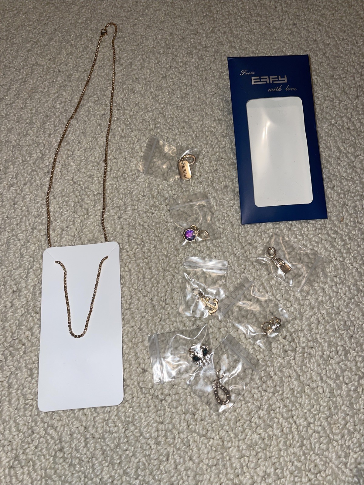 EFFY Necklace with Love- Set Of 7 Charms Gold Plated New