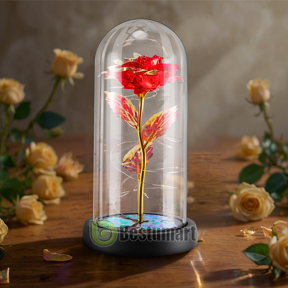 Valentines Day Gifts for Her – Crystal Galaxy Enchanted LED in Glass Rose Gifts