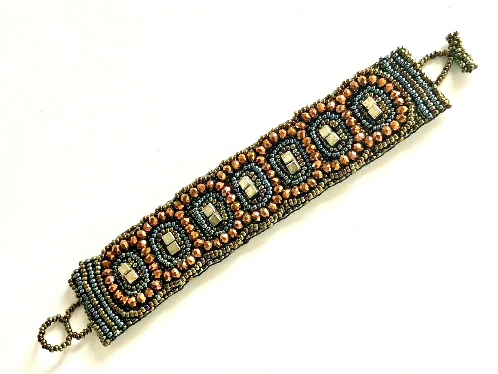 La Noche copper & gunmetal bracelet, an elegant, chic accent. Handmade-Guatemala