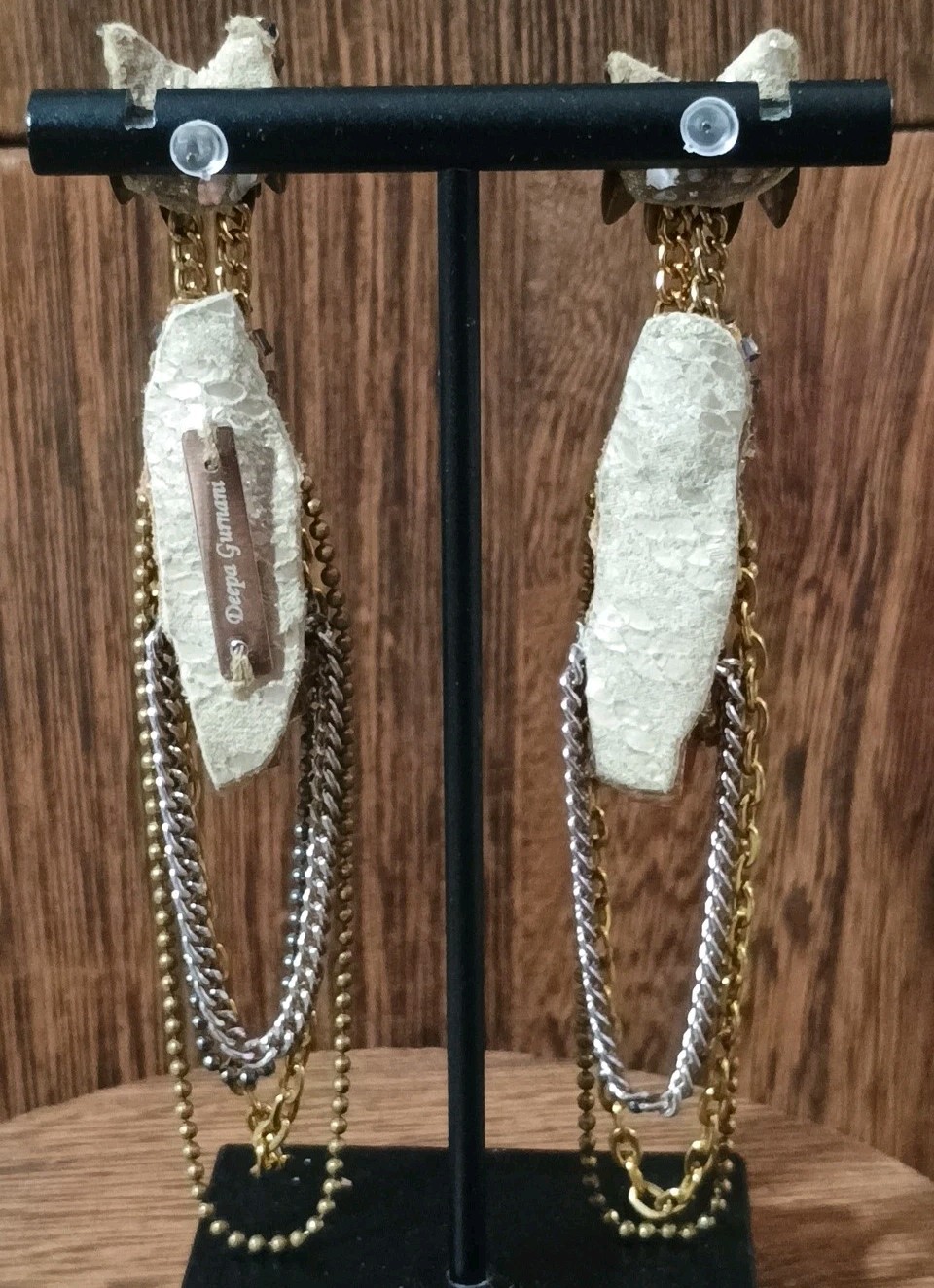 Deepa Gurnani AB Crystal Pink Rhinestone Gold Silver Tone Chain Earrings