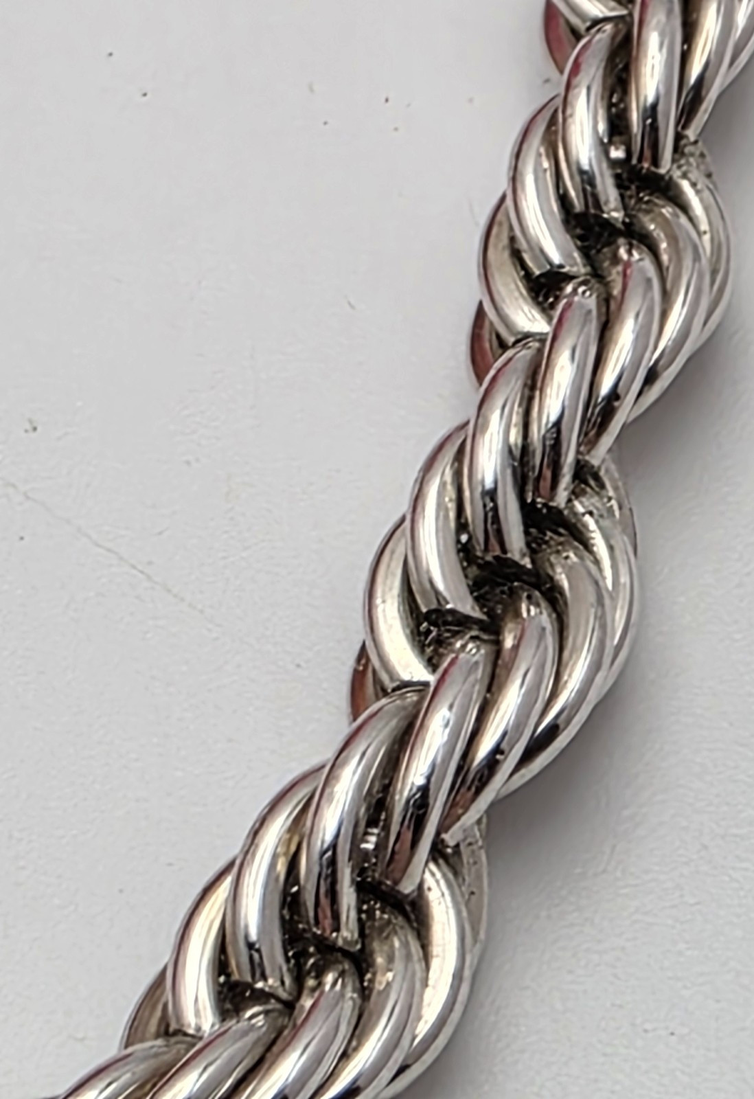 Silver Tone Twisted Rope Chain Necklace 9.8mm Chunky Collar Statement 17 in Adj.