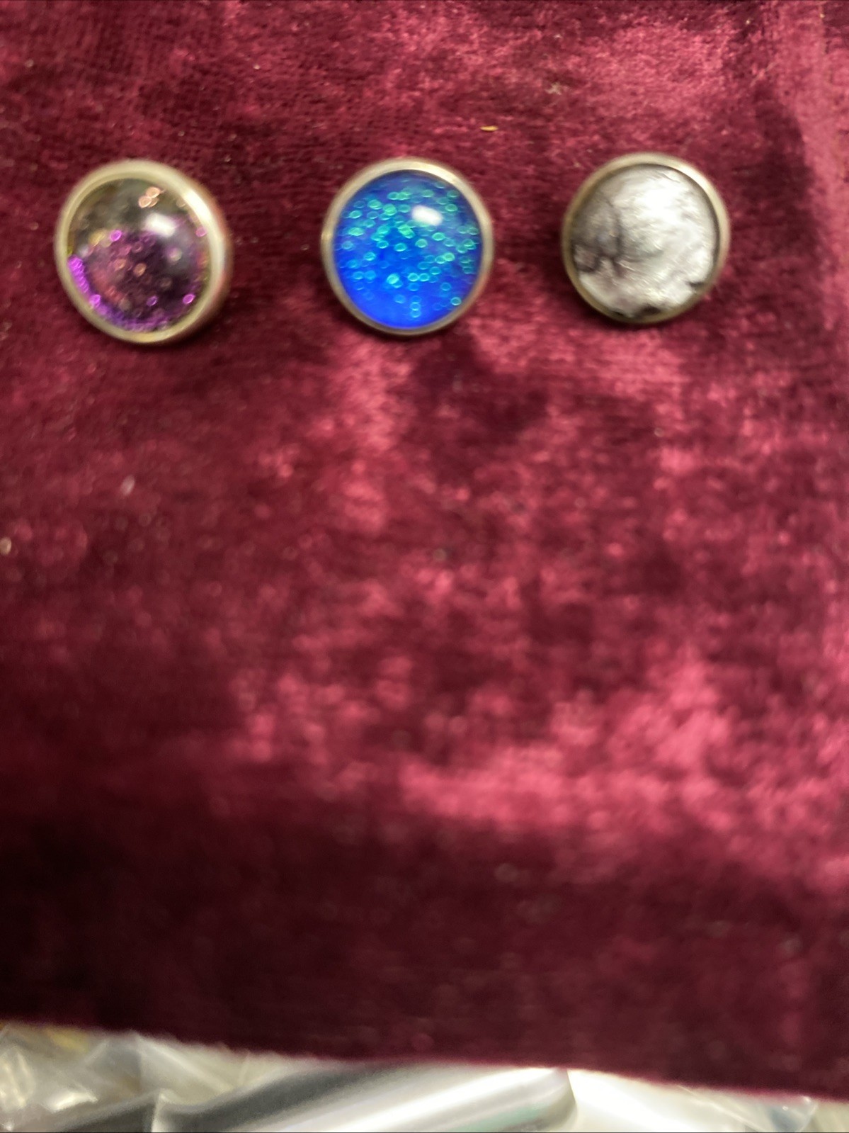 Kameleon Blue Purple Sparkle Jewel Pop for Rings & Jewelry Sterling Lot Of 3 925