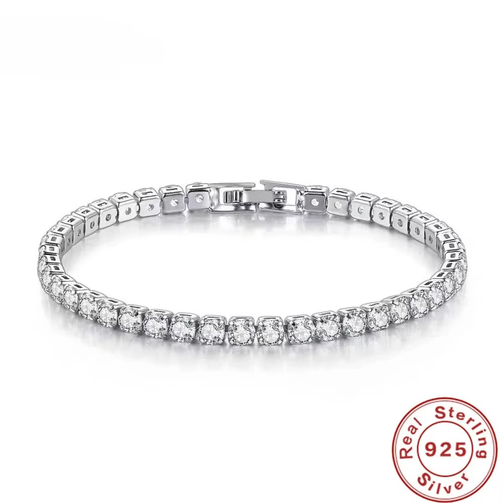 Tennis bracelet simulated diamonds 7” long 925 sterling silver plated
