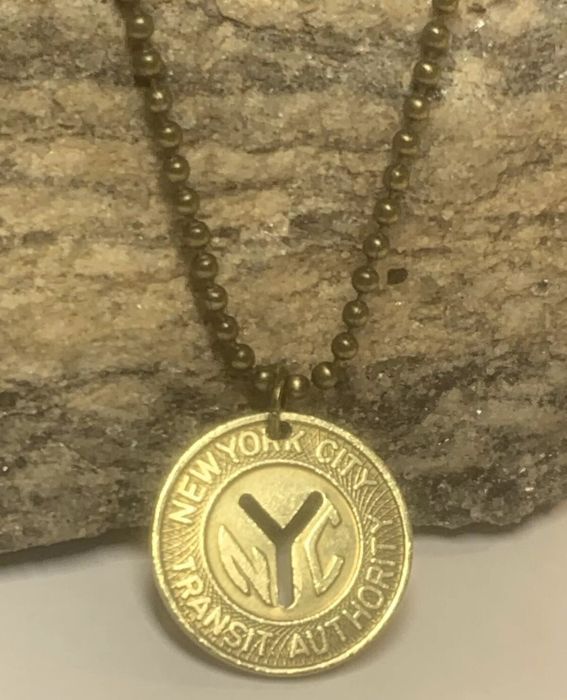 1970s NYC Subway Token Pendant Necklace – Vintage New York City. Great Gift 🎁