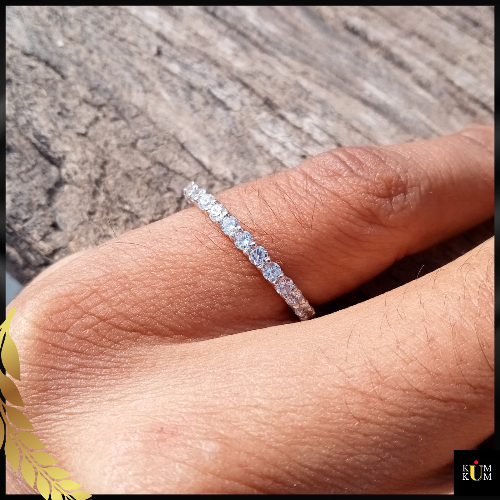 Round Cut Moissanite Eternity Band, 14K White Gold 0.93 Carat Moissanite Ring