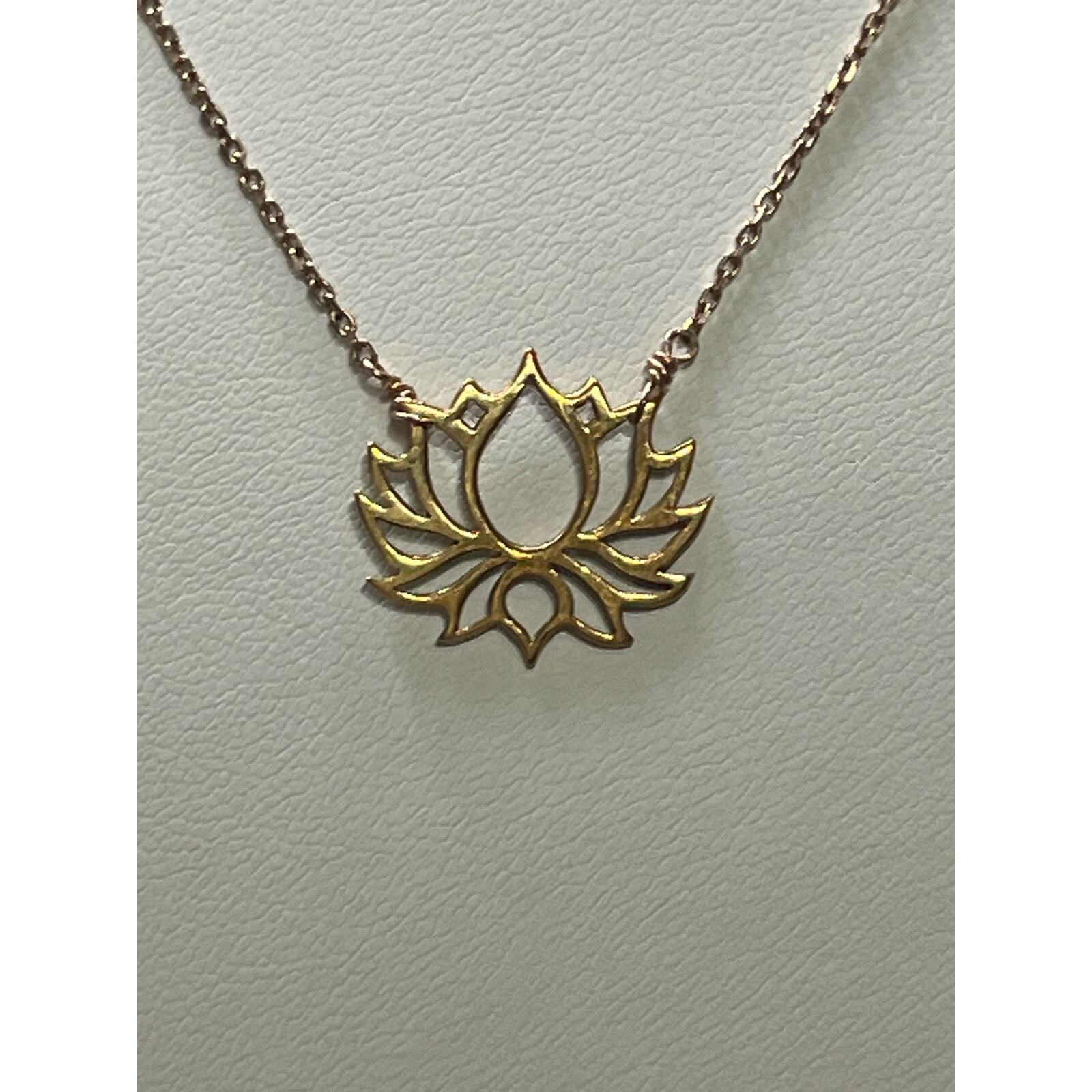 BSI Italy 925 Sterling Vermeil Open Lotus Chain Necklace 16”