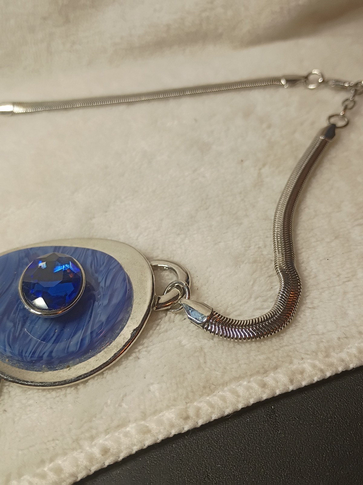 Statement Bib Necklace Blue & Silver