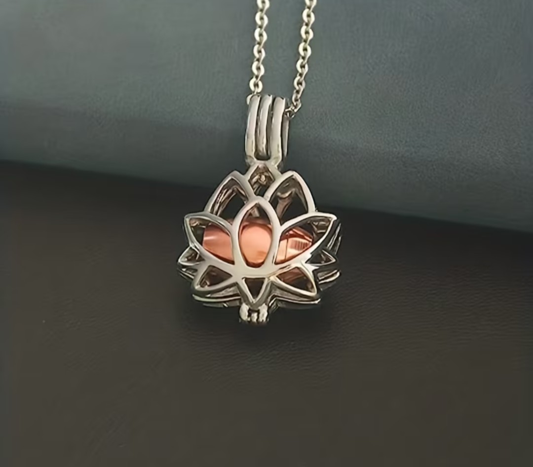 Cremation Jewelry Cylinder Lotus Urn Necklace Pendant for Ashes Stainless Steel