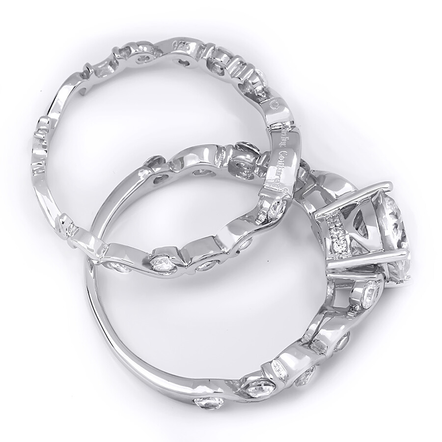 Womens Classic Round Cut 2.8 CT Bridal Engagement Ring Set Real Silver Size 5-9