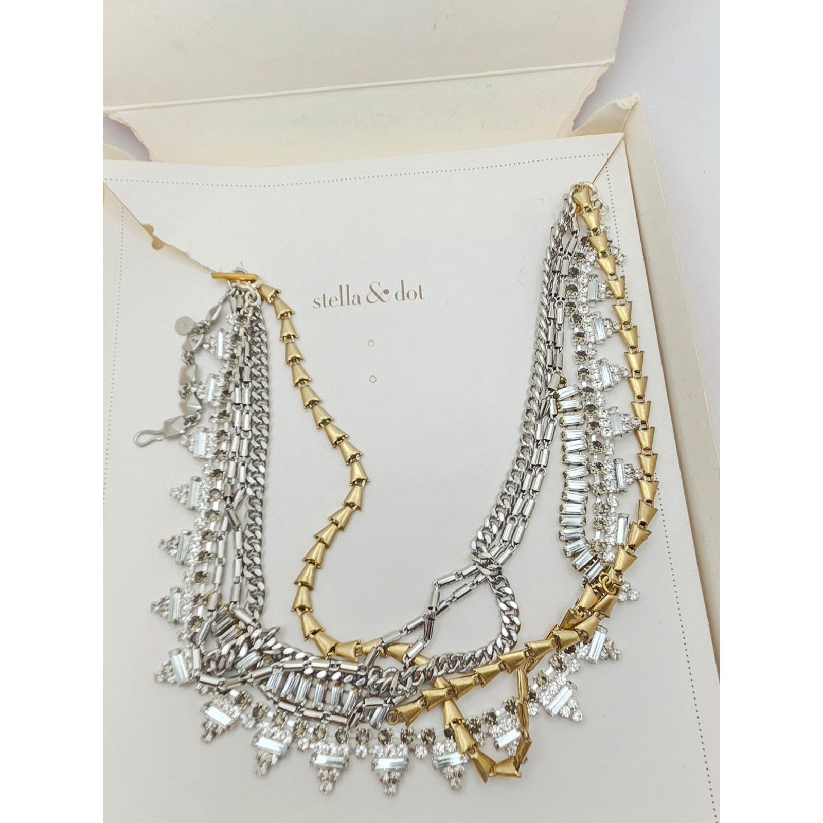 Stella & Dot Sutton 5-in-1 Necklace Mixed Metal Rhinestone Statement Boxed