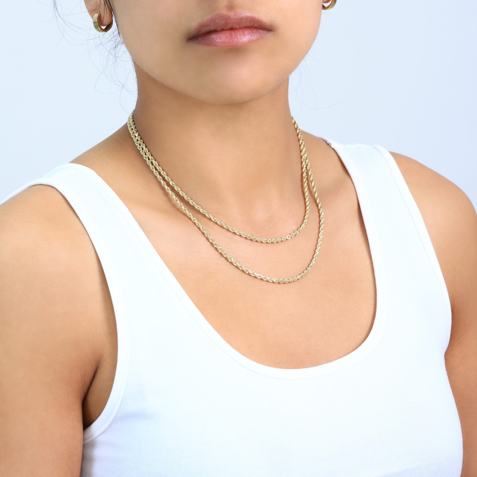 14K Yellow Gold 2.5mm Italian Diamond Cut Rope Chain Necklace Mens Women 16″-30″