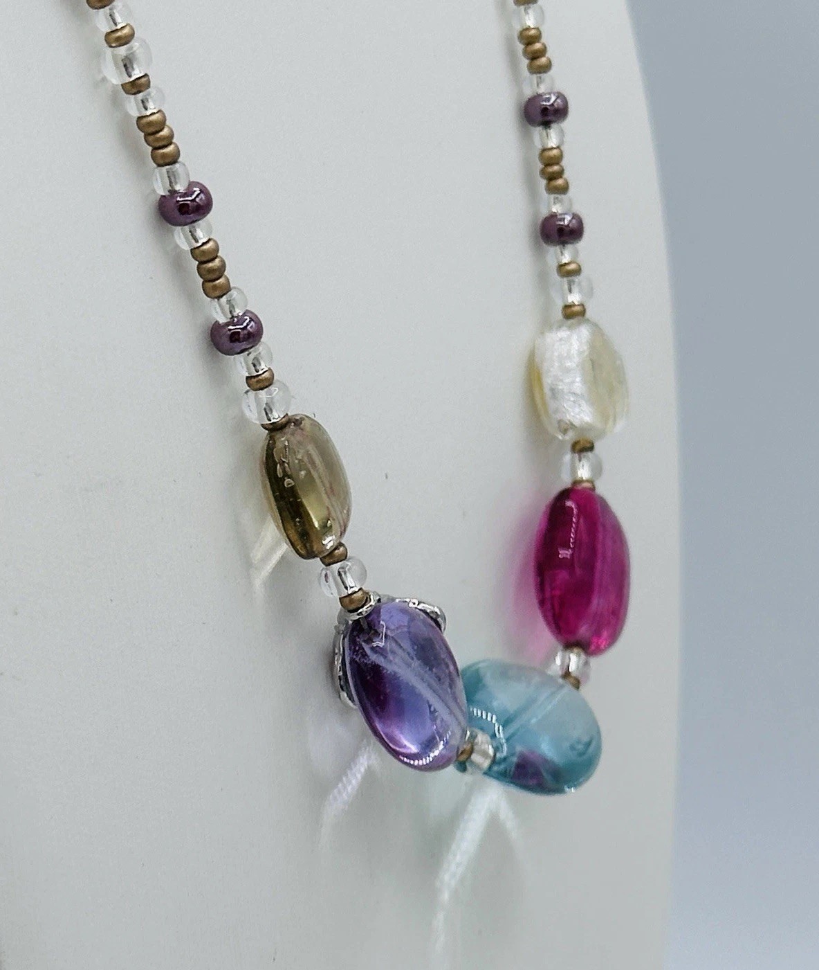 Antica Murrina Venezia Necklace Murano Glass Multicolor Bead Station Signe