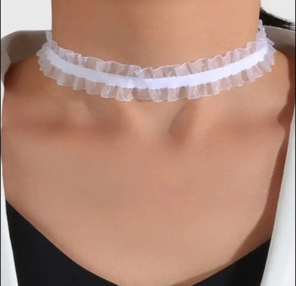 New Fashion Ladies Women Elastic Black,white Ruffle LACE Chakor Necklace party