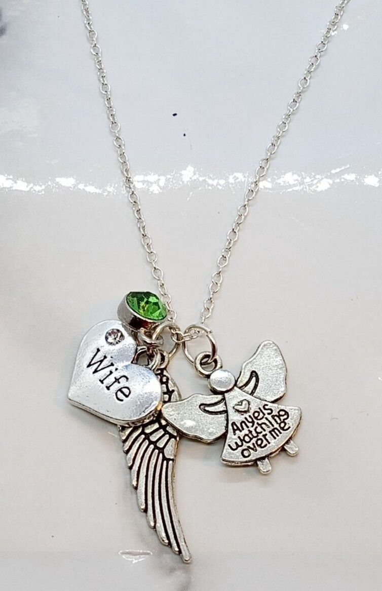 “Angels watching over me” Memorial Necklace for loss of Wife – Sympathy