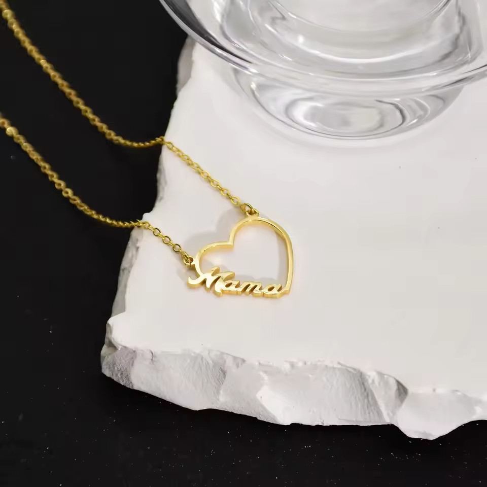 Custom Single Double Three Name Heart Pendant Necklace Jewelry Stainless Steel