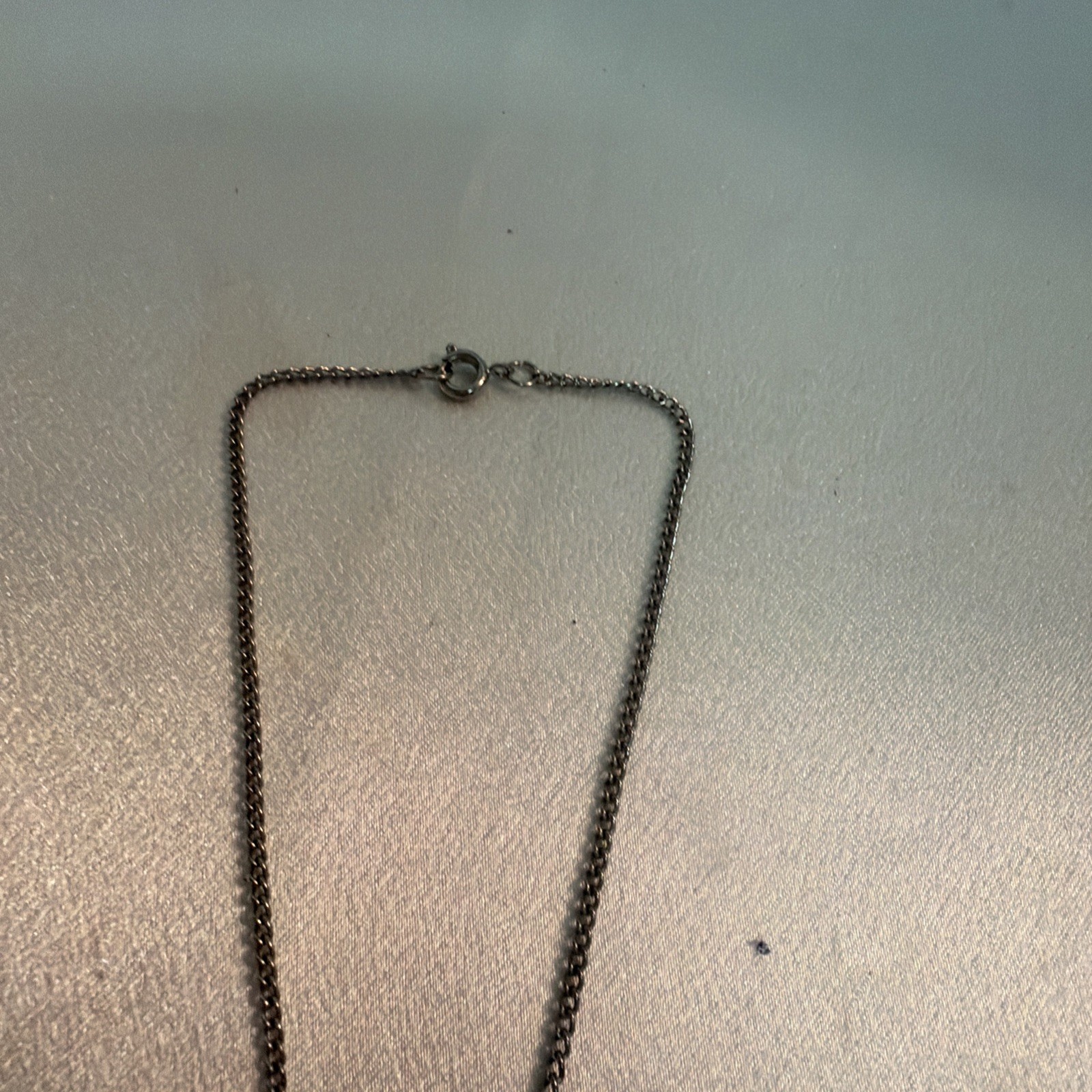 Turquoise And Silver Colored Pendant Necklace 18 Inches Long