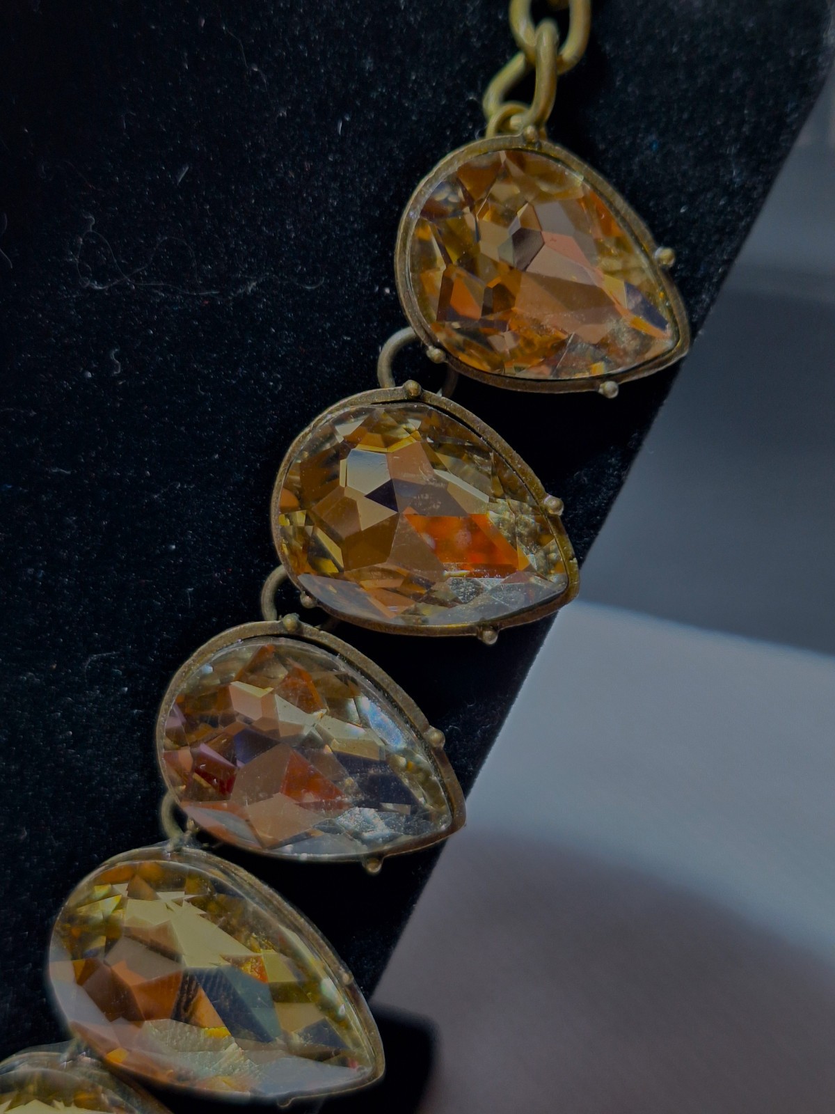 J.Crew Grand Stone Statement Necklace Amber Crystal Collet Necklace