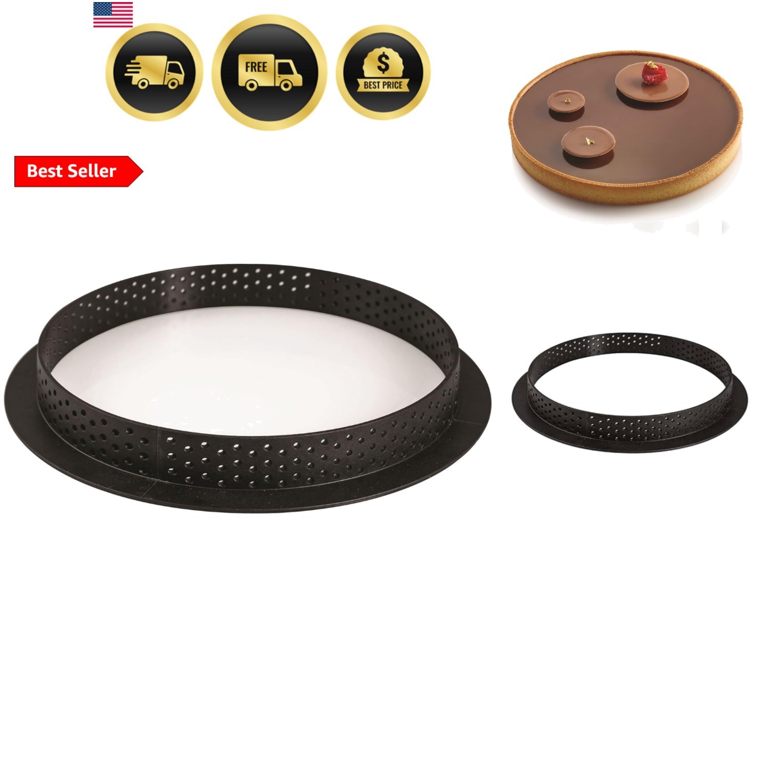 Tarte Ring 190″ Heat-Resistant Perforated Plastic Cutting Ring 7.48 Inch Diam…