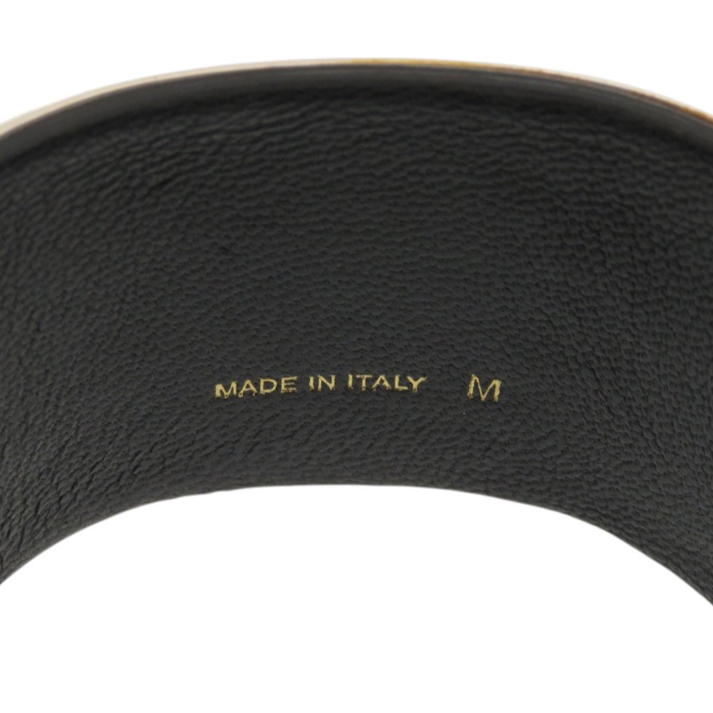 Celine Manchette Silver Tone Leather Cuff Bangle Bracelet Size M