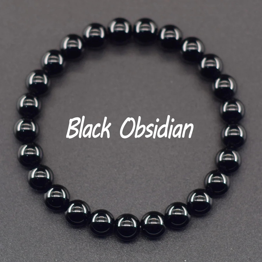 Golden Obsidian Beaded Bracelet Natural Stone Rainbow Tourmaline Energy Jewelry