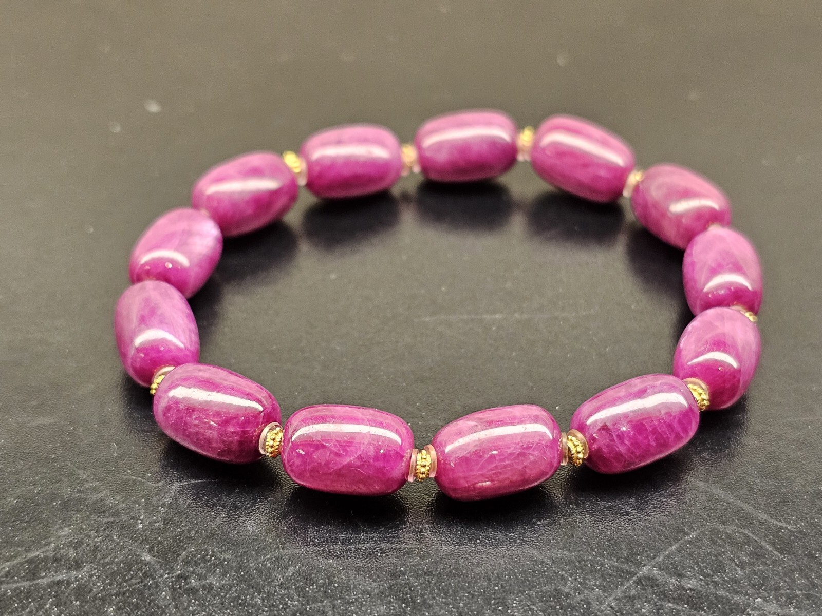 Top Quality Rare Ruby Zoisite Crystal Beads Bracelet With 18k Spacers 8.2mm