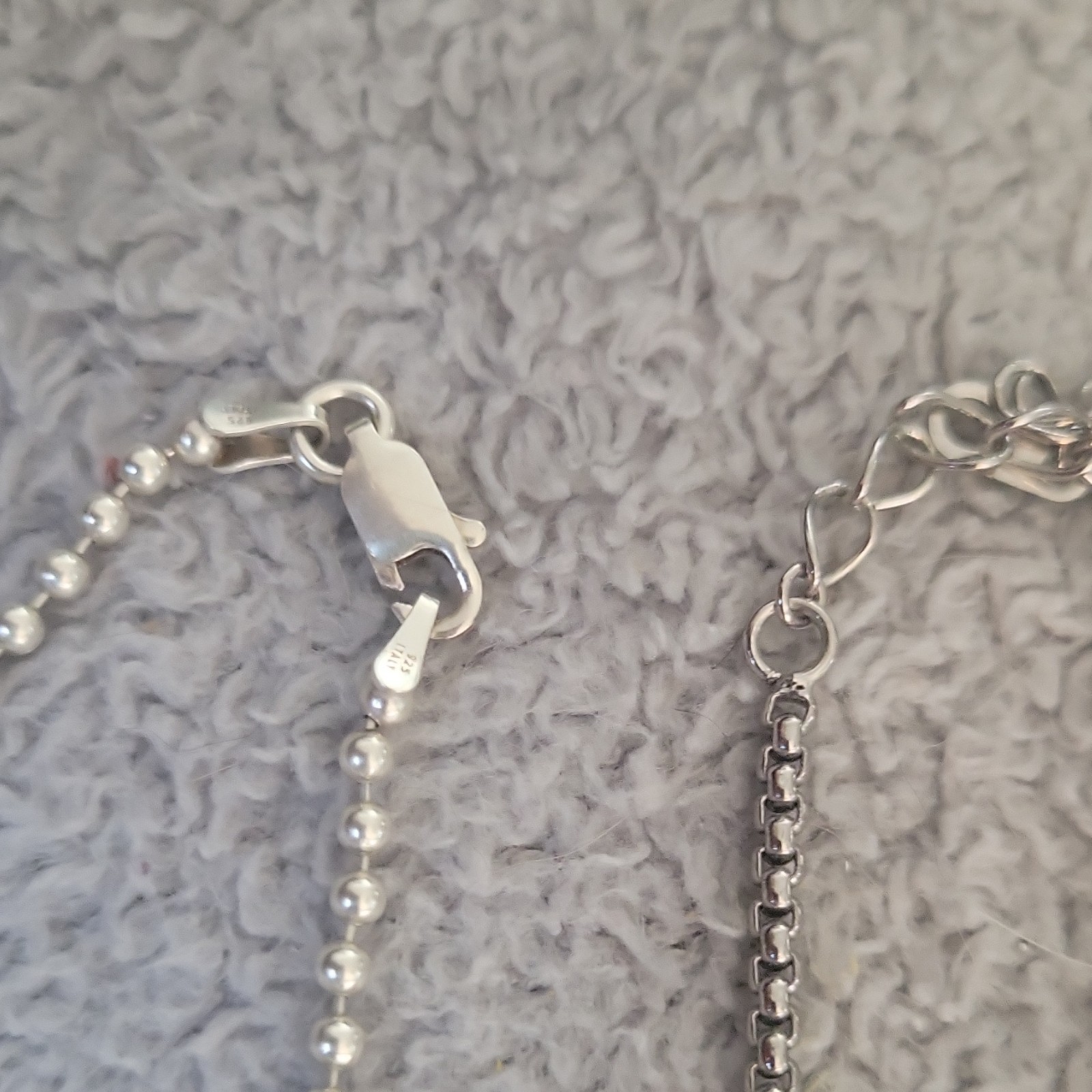 Silver Tone, Silver Metal Ball/box Chain Necklaces Lot of 3, No Stone.