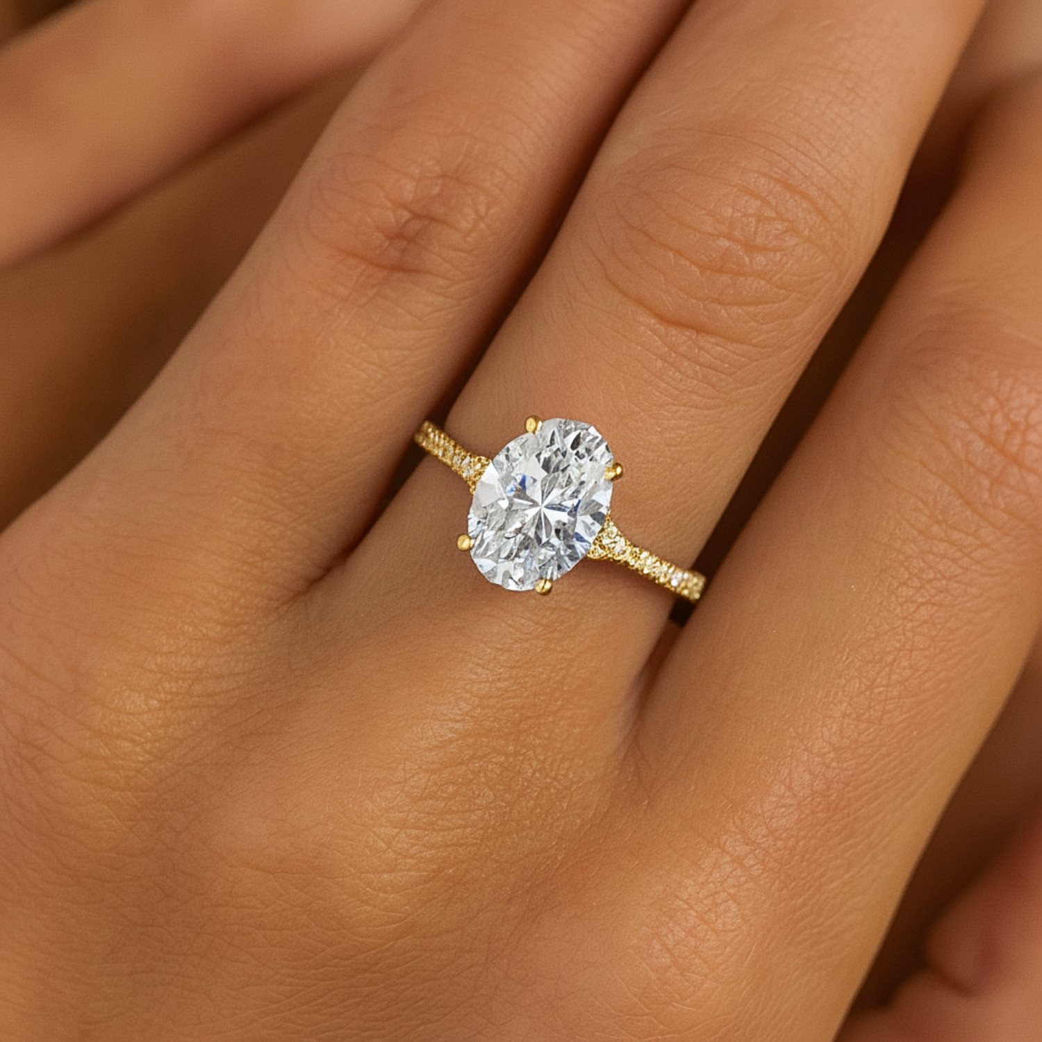 14K Real Solid Yellow Gold 1.50 Carat Solitaire Oval Engagement Wedding Ring