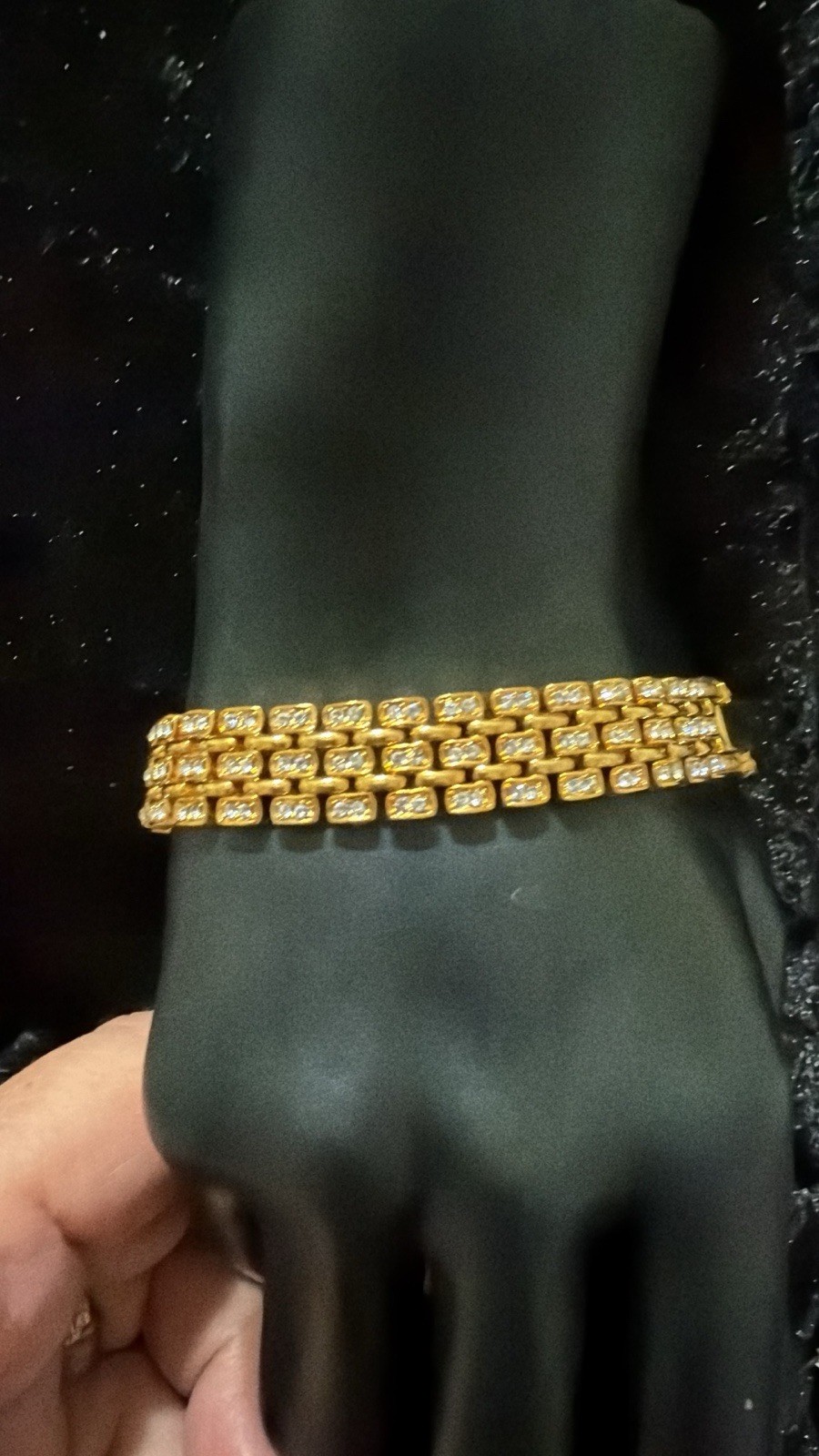 NOLAN MILLER Gold Tone & Rhinestone Panther Link Bracelet. 7”, NWOT,