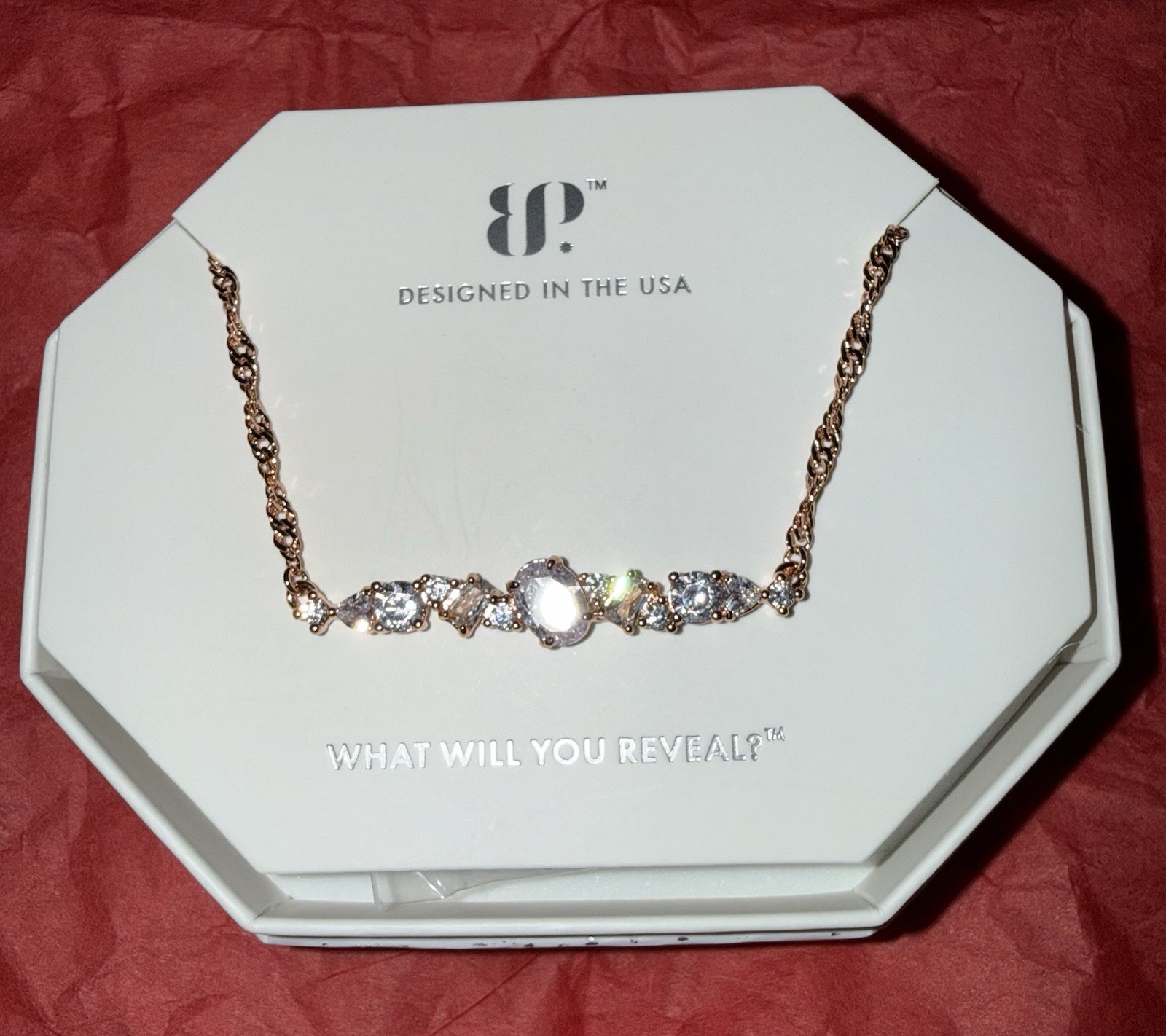 Bomb Party RBP7438 A Bar Set High Diamond CZ Necklace RGP April 2024 MSRP $140