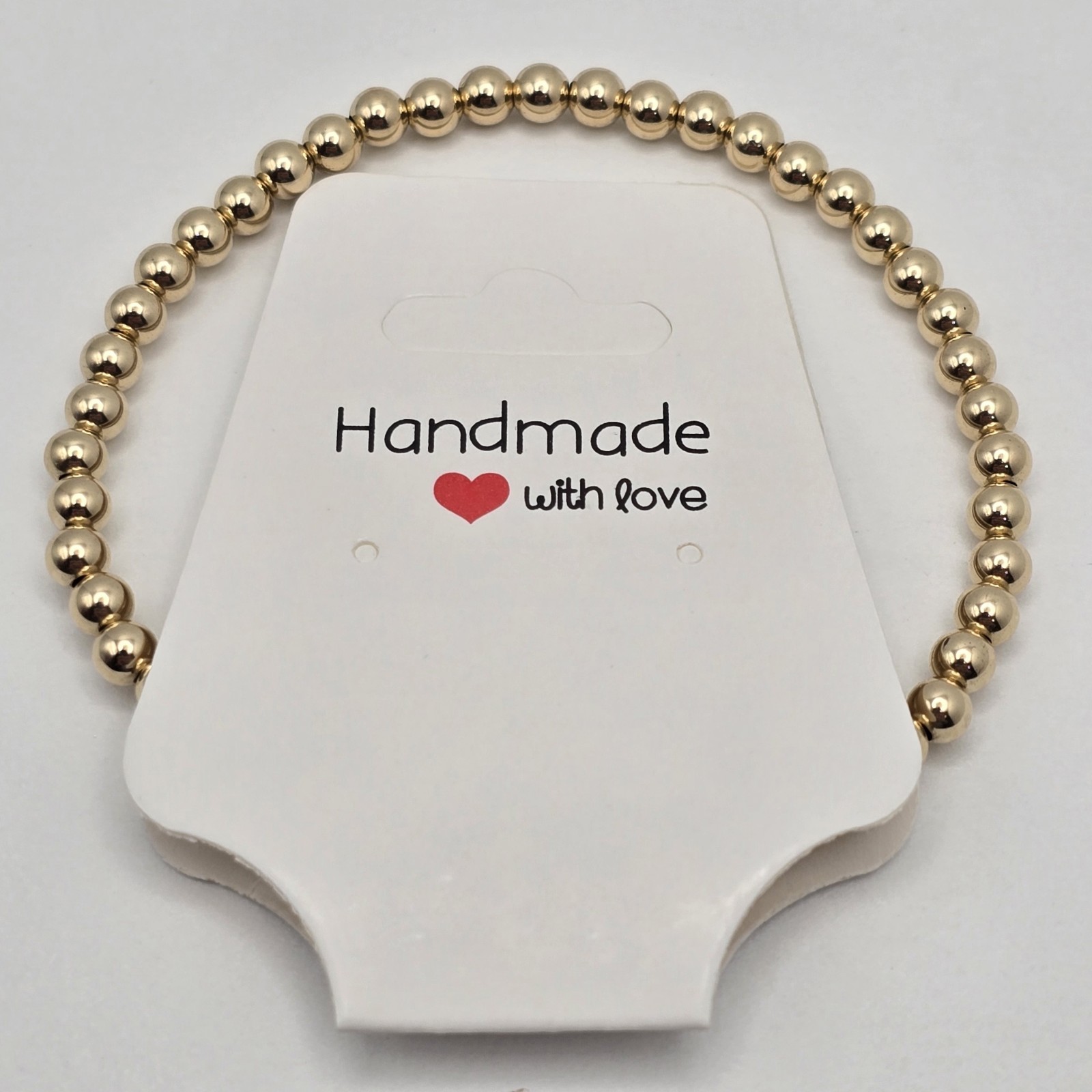 6.25″ 14KT Gold-Filled Classic 4mm Bead Stretch Bracelet BRAND NEW