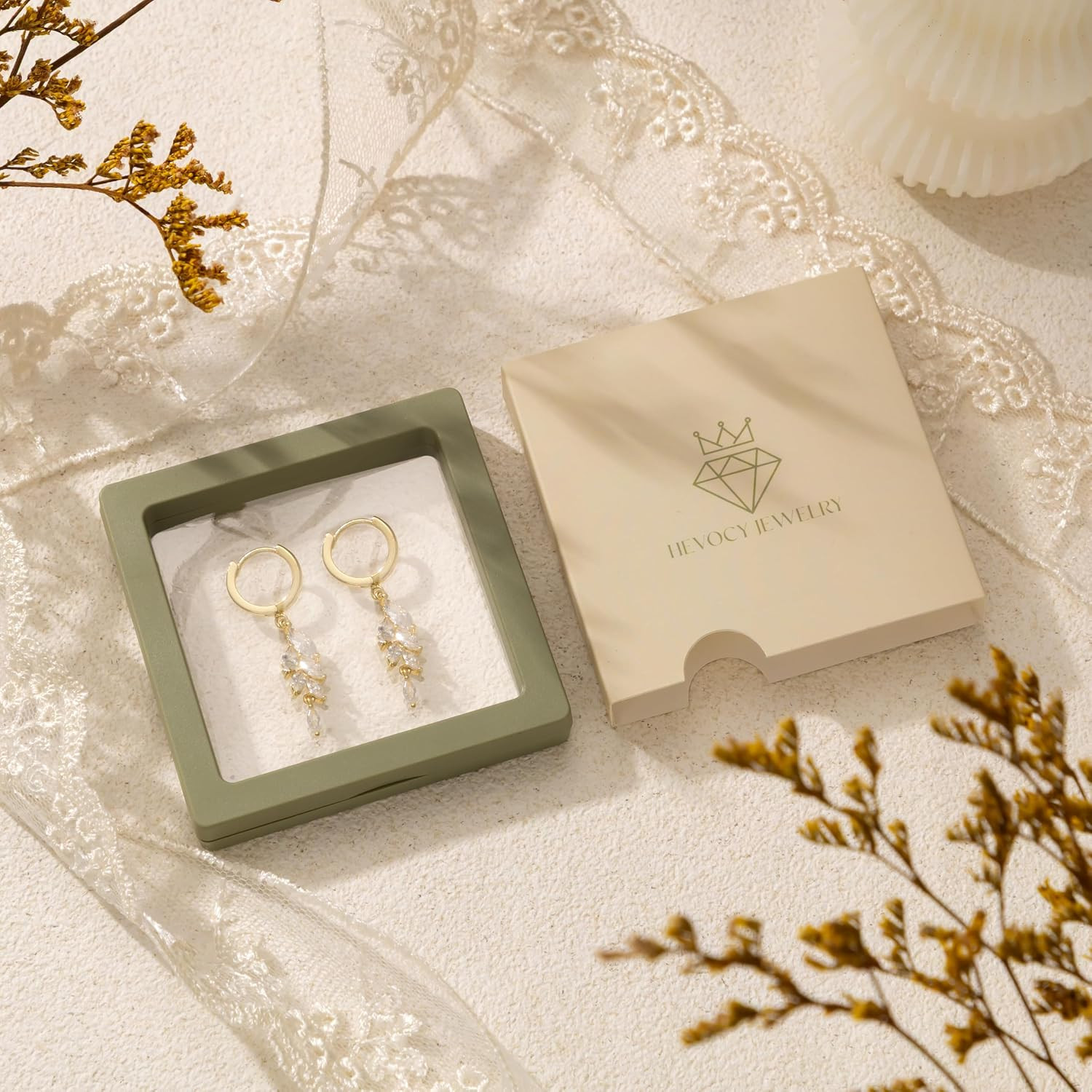 Gold Dangle Earrings: Dainty Stud Earrings for Women 14K Gold Plated Small Dangl