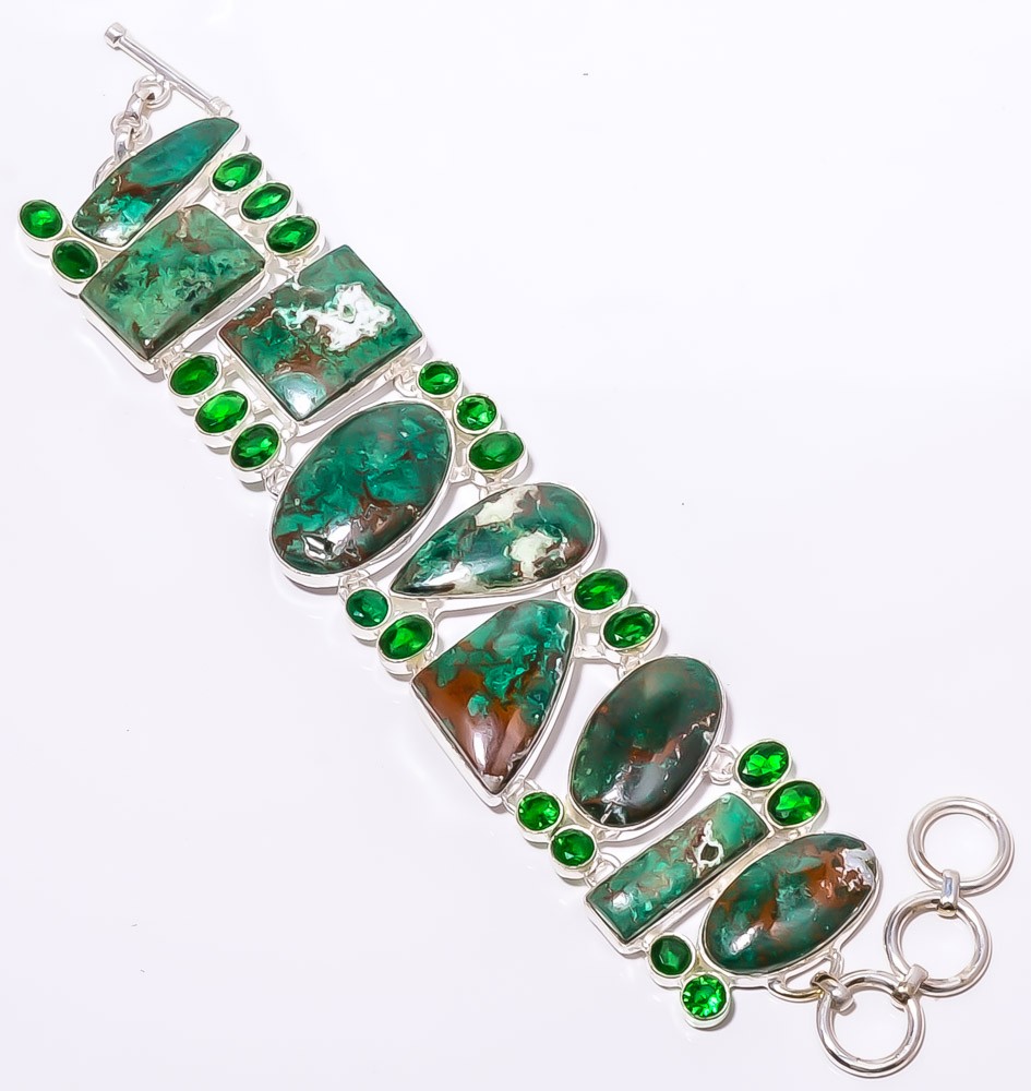 Cuprite Chrysocolla 925 Sterling Silver Bracelet 7.99″ A399