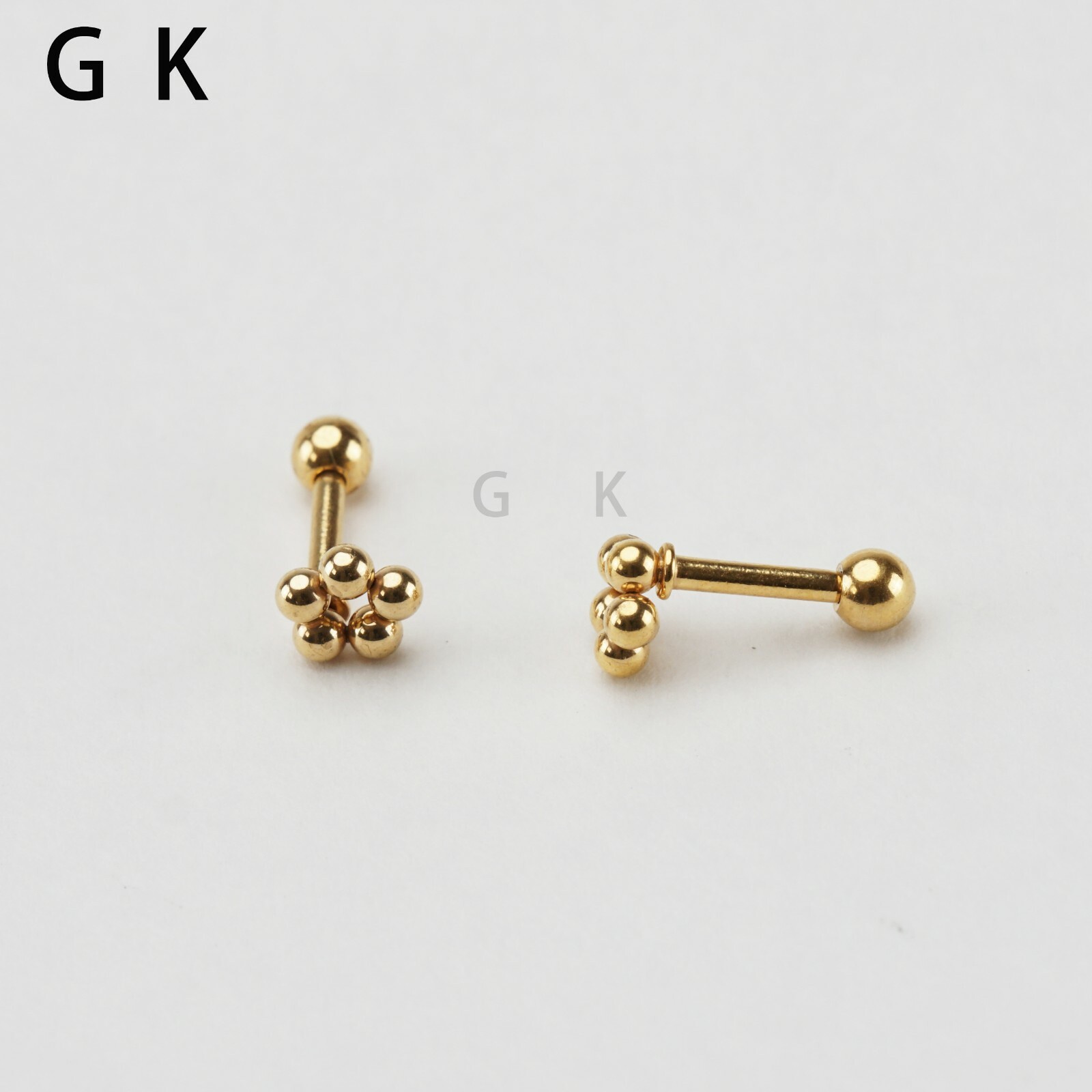 2-6 PCS Retro Fashion Stainless Steel Bead Ball Pentagon Earrings Stud Piercing
