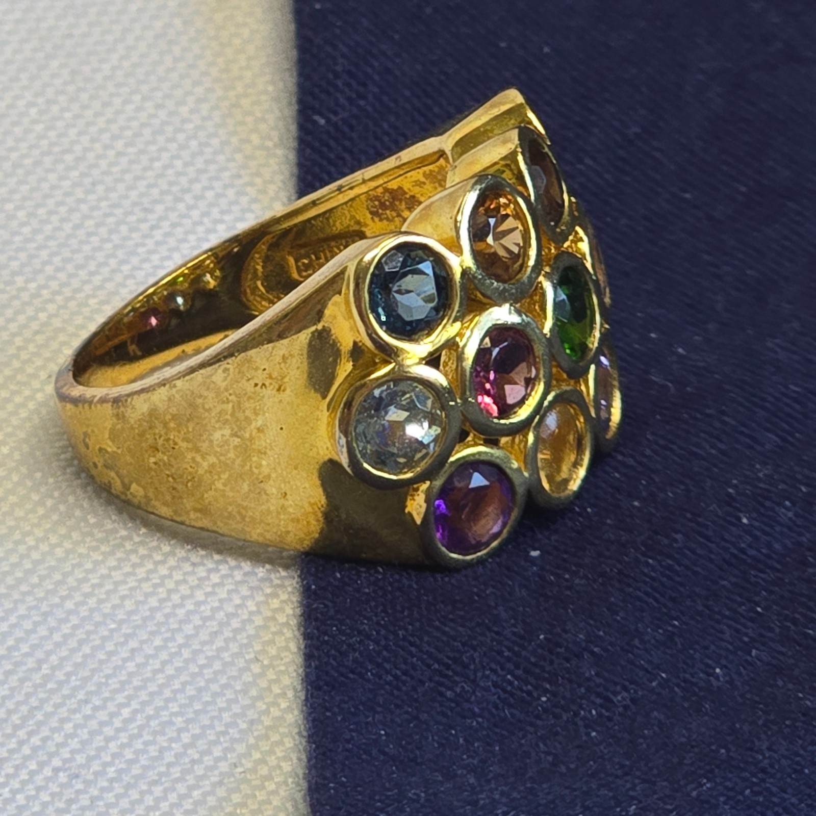 Sterling Silver Ring 6.49g Fine Jewelry Size 8 Band Multicolor Stones *READ*