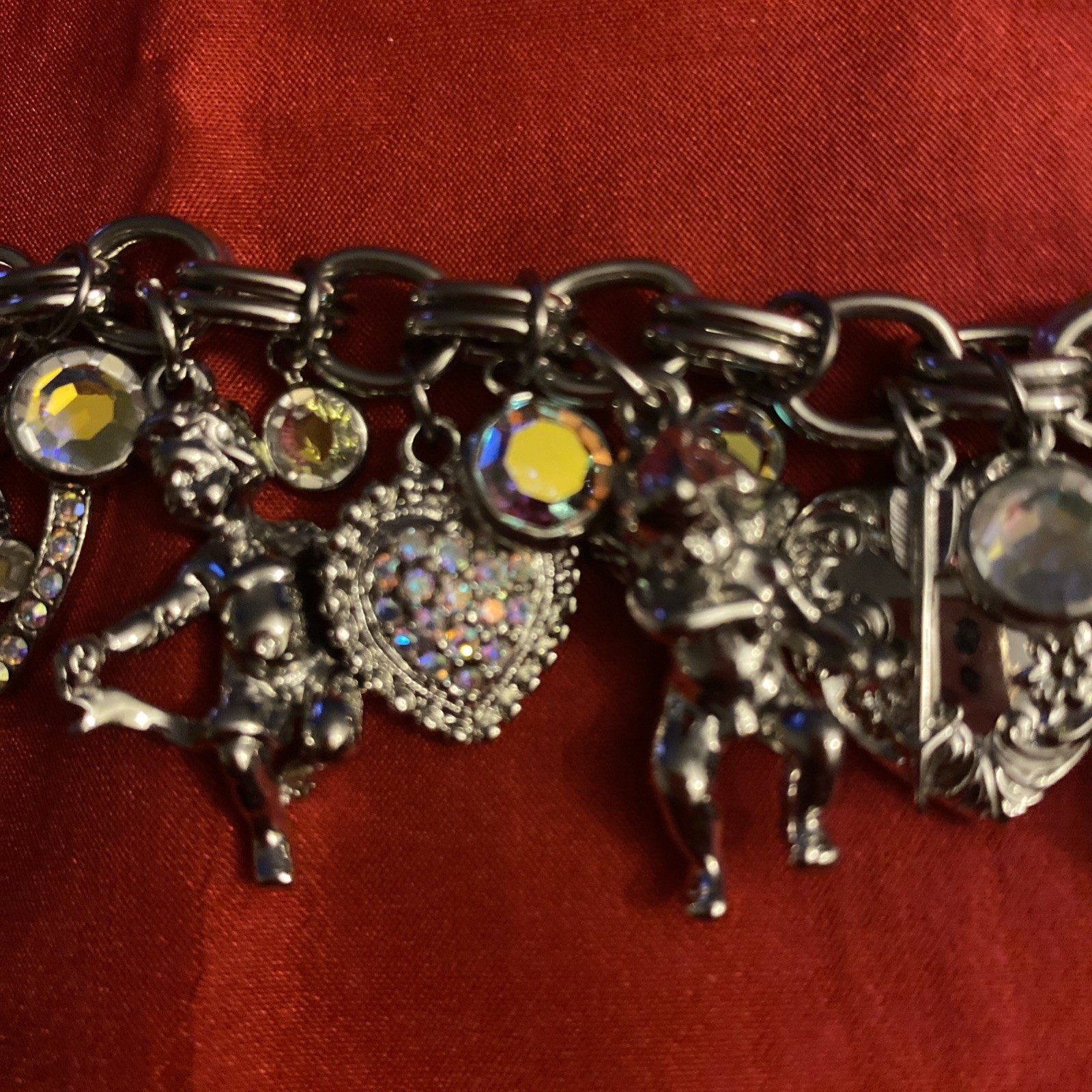 Kirk’s Folly Silver Tone Cherub Angel AB Charm Bracelet