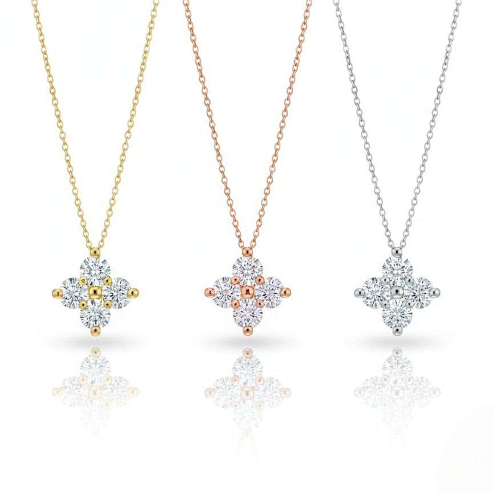 14Kt Gold 0.16 Ct 4 Stone Lab Grown Diamond Necklace Pendant
