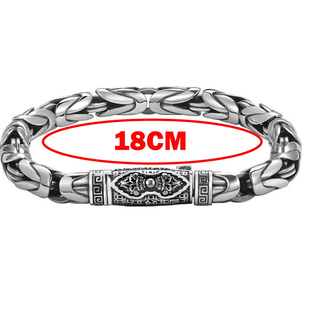 18CM Sterling Silver Bangle Bracelet Chain Popular Vintage Bracelets Mens US