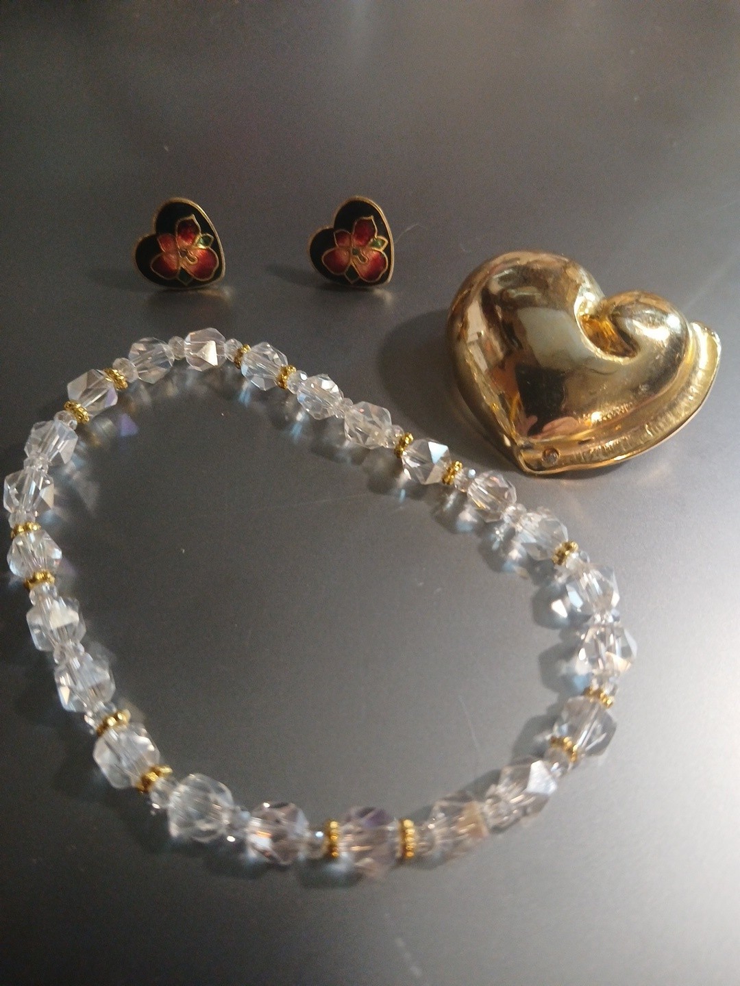 Vintage Chinese Style Earrings With A Heart Pin And Homemade Bracelet