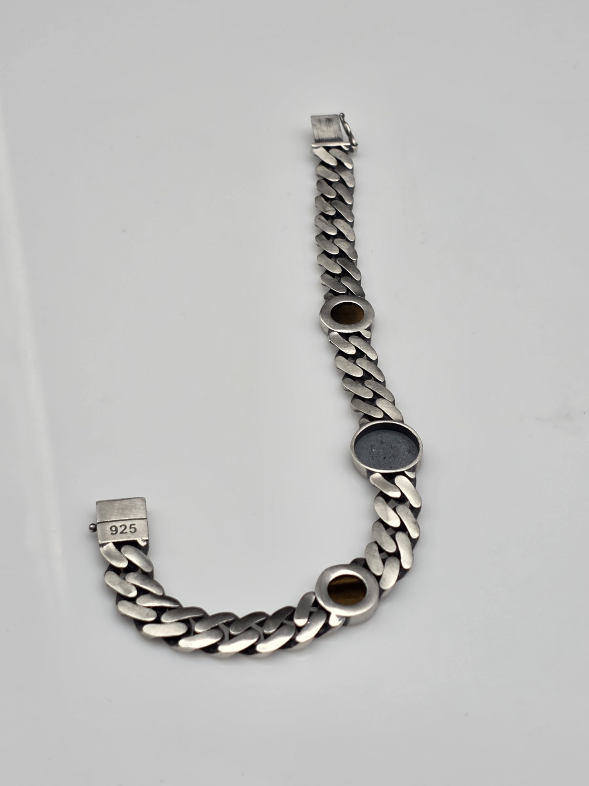 MIAMI CUBAN OXIDIZED LINK JEWISH STAR OF DAVID BRACELET STERLING SILVER 925